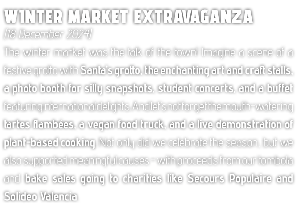 Winter Market Extravaganza (18 December 2024) The winter market was the talk of the town! Imagine a scene of a festiv...