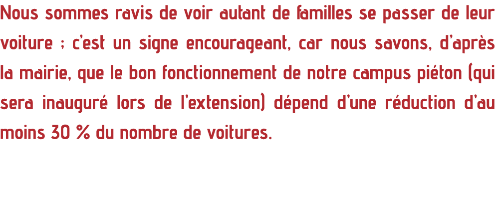 Nous sommes ravis de voir autant de familles se passer de leur voiture ; c’est un signe encourageant, car nous savons...